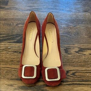 Prada burnt orange suede shoes size 38.5 preowned